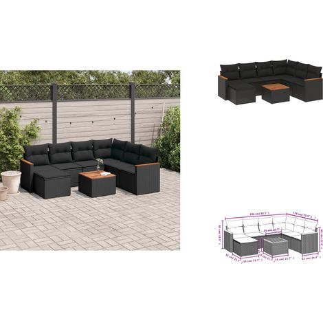 8-tlg. Garten-Sofagarnitur mit Kissen Schwarz Poly Rattan - Gartenmöbel - Esstisch - Lounge Set - Outdoor Möbel - Rattan Gartenmöbel (1/3)