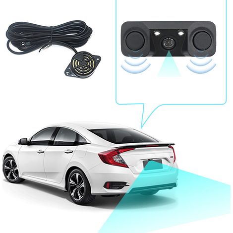 Kit de caméra de recul 3 en 1 avec vision arrière à 170° pour voiture, camion, SUV et camping-car, comprenant un avertisseur sonore et deux capteurs radar. Équipée d'un avertisseur et d'un avertisseur (1/5)