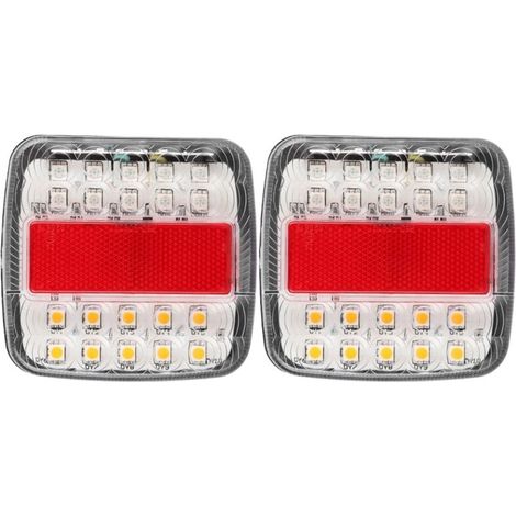 2 pièces 12V/24V 20LED feux arrière Double couleurs pour camion remorque (couvercle de lampe blanc) (1/4)
