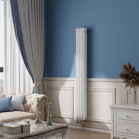 AICA Traditioneller Heizkörper 1500x200mm 3Säulen Weiß GusseisenStil 692W