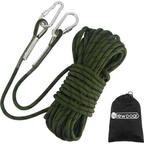 18KN Corde d'escalade Statique 10 mm (3/8 po) Cordon Accessoire Équipement 10m, 20m, 30m, 50m Corde d'évacuation Équipement d'escalade sur Glace Corde de Sauvetage Incendie-Vert/10 m (1/5)