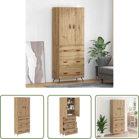 vidaXL Buffet mural - Haut Armoire Montage mural Chêne artisanal 69,5 x 34 x 180 cm (1/5)