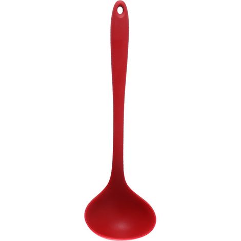 28 cm lange Servierkelle aus Silikon, komfortabler und hitzebeständiger Griff, Küchenutensil für Familienmahlzeiten, Rot (1/5)