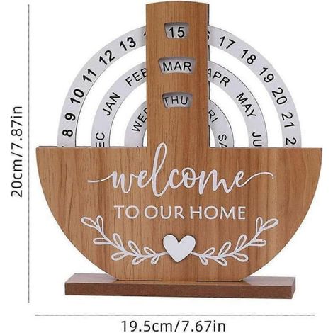 Calendrier En Bois - Maison Et Arbre - Calendrier Perpétuel Réutilisable Pour Bureau Table Ou Porche - 1 Pièce (1/5)