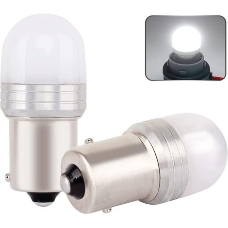 Ba15s 1156 12v LED Bulb P21w, 3W Cool White 6500K, Small Size Design for Boat, RV, Car, Tail Lights, Reverse Lights, Daytime Running Lights, etc. (Pack of 2) [Energy Class A]