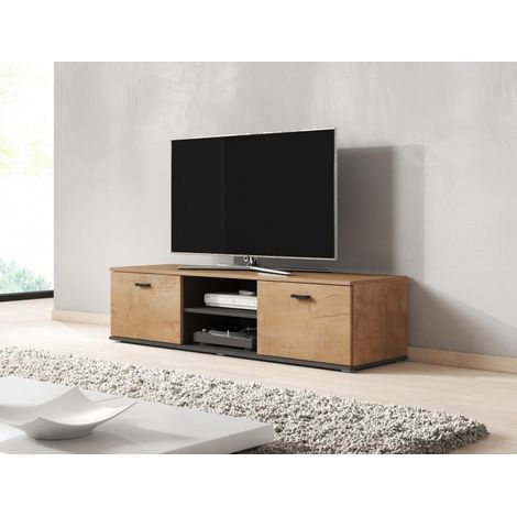 Mobile TV Cama FURNITURE SOHO 140: Rovere Lefkada e Nero, Design Moderno (1/3)