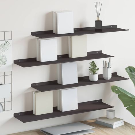 Schwebendes Regal 4 pcs Schwarz 80 x 18 x 2,5 cm Stahl