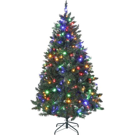 HOMCOM árbol de Navidad 180 cm con luces LED, 9 modos de iluminación, 802 ramas con nieve artificial, soporte metálico, fácil de montar, verde (1/5)