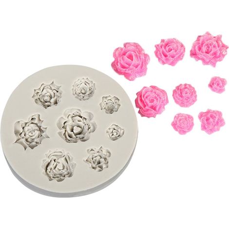 Moule silicone fleur 3D pour décor gateau, moule jelly sucre chocolat pate a sucre, 1 moule rose 9,7x9,7cm et marguerite 9,3x9,3cm blanc (1/4)