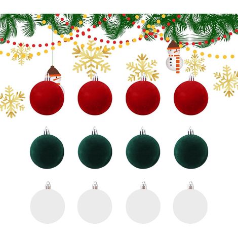 Boule de Noël en velours, décoration saisonnière floquée, décoration de Noël à suspendre, pour festival, bureau, couronne, escalier, rebord de fenêtre, cheminée, mur, jardin, cour, étude (1/5)