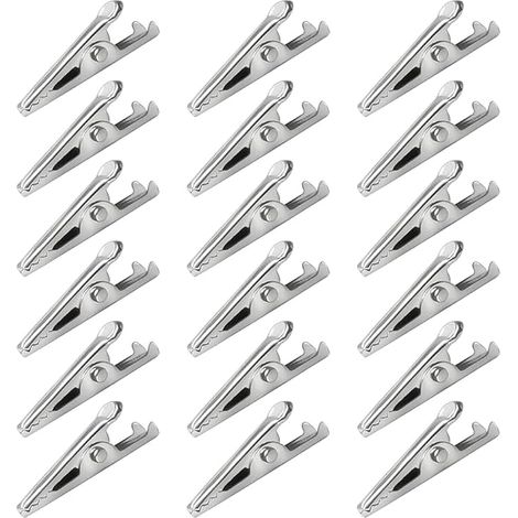 Lot de 100 petites pinces crocodiles en métal de 3,5 cm - Mini pinces à ressort unies - Pinces de test électrique avec trous pour soudure (1/3)