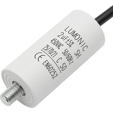 Starting Capacitor 2µF 450V Wire I 26x55mm I 2uF I Motor Capacitor with Plastic Housing I Capacitor I for Pumps, Lawnmowers, Tools (1/3)