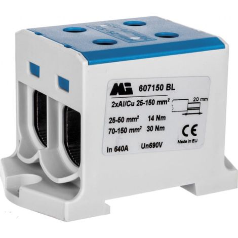 Connettore per binario a 2 tracce 35-150mm2 blu euro multiOTL 150 2xAl/Cu 607150 BL
