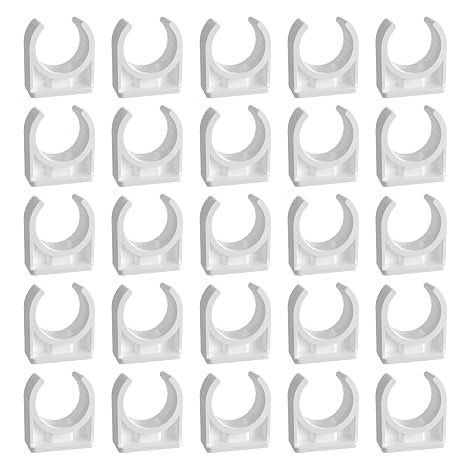 Colliers de Serrage Plastique 25mm, Clip de Fixation en U pour Tube et Tuyau, Support de Tuyauterie pour Cuisine, Salle de Bain et Piscine (Blanc) (1/4)
