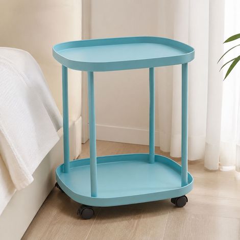 Table d'appoint en plastique avec roulettes étagère de rangement mobile pour maison salon chambre 36x36x48cm (1/5)