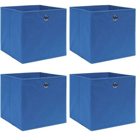 Ensemble de boîtes de rangement bleues, dimensions 32x32x32 cm, en tissu. (1/5)