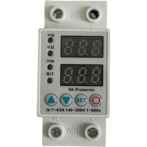 Einstellbares 63A-Spannungsschutzrelais für die DIN-Schienenmontage im Haushalt mit dualer LED-Anzeige und Strombegrenzungsfunktion (220V).