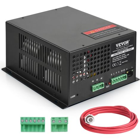 VEVOR Fuente de Alimentación Láser de CO2 para Tubo Láser de 60 W, Protección de Corriente Constante y Circuito Abierto, Disipación Rápida del Calor, Compatible con Grabadores y Cortadores Láser