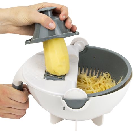Coupe légume avec passoire intégrée 8 en 1 - L 22 cm x l 15 cm - Gris - Livraison gratuite (1/5)
