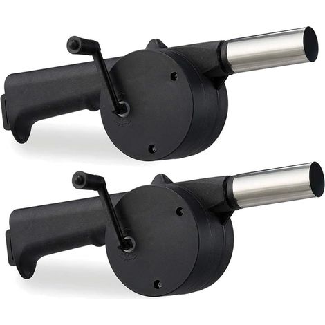 2 Soffiatore da barbecue manuale da 25 cm - Mini soffiatore d'aria portatile con manovella - Ideale per grill e BBQ, picnic e campeggio (1/5)
