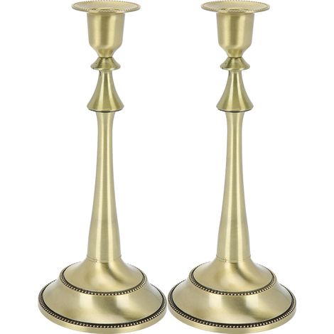 Lot de 2 Bougeoirs Européens Modernes à Tête Simple, Porte-Bougie en Bronze pour Décor Maison, Mariage, Cérémonie (1/5)