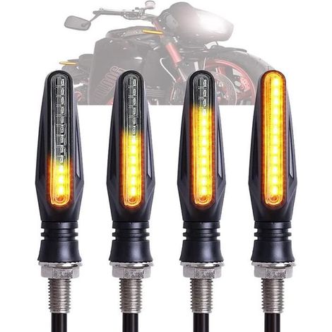 4PCS Indicateurs de Moto,Clignotants Moto Flowing Mode Clignotants Lumières Indicateurs de Tournage, 12V 12 LED Universels Étanche (1/4)