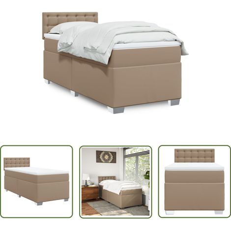 The Living Store Boxspringbett Matratze Cappuccino-Braun 100x200cm Kunstleder - Boxspringbett - Doppelbett - Bettenrahmen - Kunstleder - Matratze