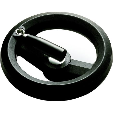Volant de manœuvre Rotative rabattable RS PRO 126mm, 10mm Ø de montage en Techno polymère ( Prix pour 1 )