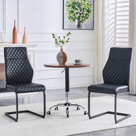 Chaise de salle à manger 100 cm noire, lot de 2, dossier haut et motif capitonné (1/5)