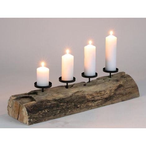 XXL Kerzenhalter Holz 70cm Weihnachtsdeko Kerzenständer Adventskranz länglich Deko (1/5)