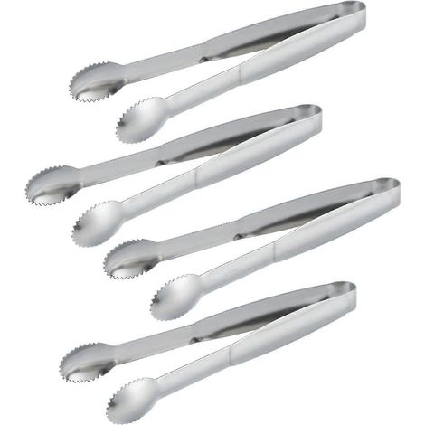 Pinces à sucre en acier inoxydable, pinces de service de cuisine, petites pinces pour le thé et le café (couleur argentée, lot de 4). (1/5)