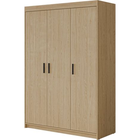 Armario Novduni 101, Roble, 191x133x53cm, Puertas de armario: Con bisagras, Número de estantes: 5 (1/4)