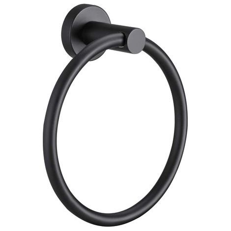 Handtuchring aus Chrom – Wandmontierter Handtuchhalter fürs Badezimmer – Schlichter runder Handtuchhalter fürs Badezimmer – Handtuchhalter aus Edelstahl fürs Badezimmer (Schwarz) (1/5)