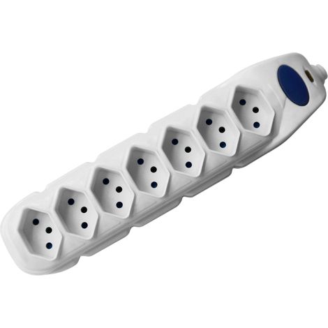 Electraline 882079 Multipresa con 7 Prese Svizzere, Senza Cavo, Bianco