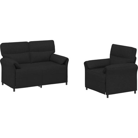 Juego de Sofá 2 uds. Negro Tela vidaXL (1/5)