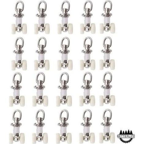 20 Pices Rouleaux de Rail Planeur de Voie de Rideau Plastique Twin roulettes en Alliage d\\'aluminium (1/5)