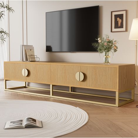 Mobile TV 180 cm effetto legno, 4 ante, maniglie semicircolari (1/5)