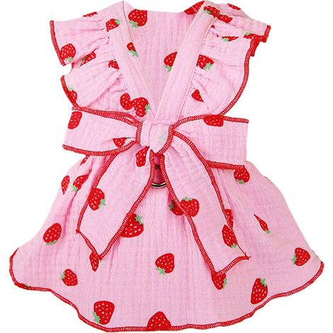 Harnais-robe pour chien avec nœud papillon Robe-harnais fleurie pour chien, respirante, avec boucle à cordon, pour petits chiens, (1/5)