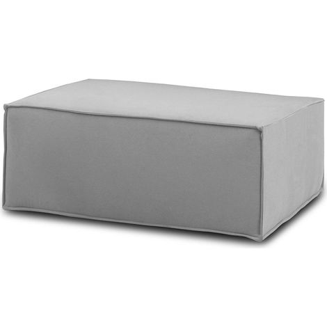Dmora - Puff Dabdella, Ottomane im Wohnzimmer, 100% Made in Italy, Relaxsessel aus gepolstertem Stoff, Cm 100x70h43, Grau
