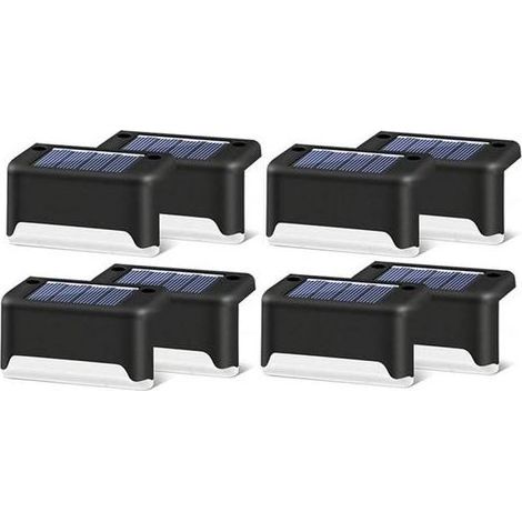 Lot de 16 lampes solaires d'extérieur pour escalier - Étanche - Éclairage LED pour escalier extérieur, marches, clôture, cour, terrasse, gouttière, chemin, décoration, blanc chaud H81 (1/5)