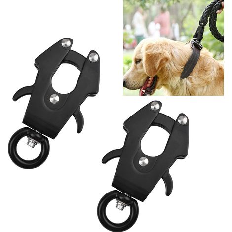 Mousqueton Frog Clip, lot de 2 boucles en aluminium avec verrouillage et ouverture rapide, boucle en acier inoxydable pour laisse de chien, clip rotatif à 360° pour attacher le collier de votre animal