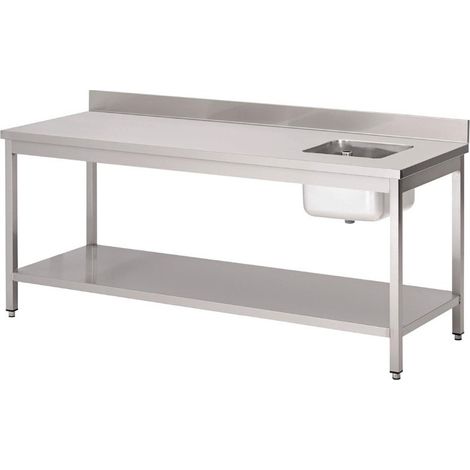 Table du Chef Inox - Bac à Droite - Gamme 700 - Gastro M