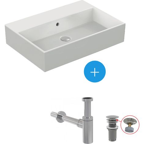 Ideal Standard Waschbecken-Set 60x42cm + Klick-Stöpsel + Waschbecken-Siphon, Chrom (K077801-SET) (1/5)