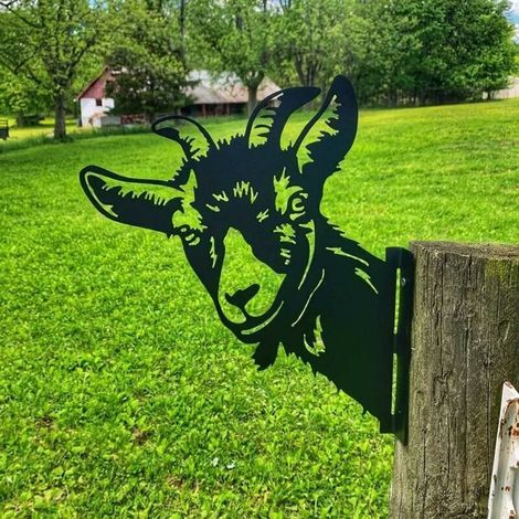 Décoration Murale En Métal Pour Extérieur 29x28cm, Clôture, Jardin, Ferme, Jardin, Cour, Terrasse, Pelouse, Cadeau Pour Papa, Grand-Père (Mouton) (1/5)