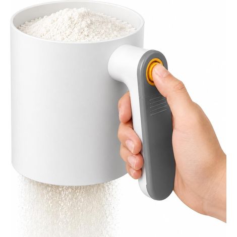 Tamis à farine électrique à piles en acier inoxydable - Outil de cuisson à main - Saupoudreuse à poudre - Peut être utilisée pour les pâtisseries (1/5)