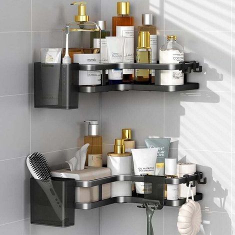 Etagere Salle de Bain Accessoire, XU, Etagere Douche Sans Percage, 2 Pcs Etagere Salle de Bain Sans Percage, Etagere de Douche Sans Percage for Bathrooms or Kitchens. - KZQ (1/4)