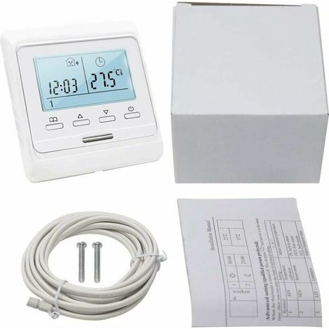 Programmierbarer Raumthermostat mit 16-A-Sonde für elektrische Fußbodenheizung, digitaler Thermostat für elektrische Fußbodenheizung