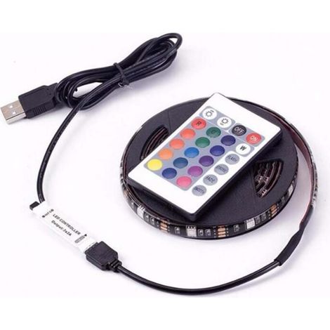 Bande LED multicolore 5050 RGB de 5 m et 5 V, idéale pour créer une ambiance lumineuse autour d'un téléviseur dans diverses situations. (1/5)