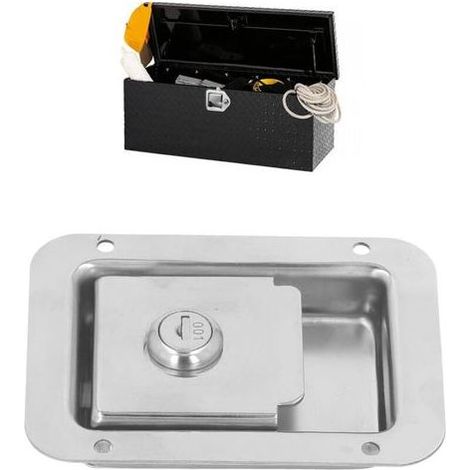 304 Stainless Steel RV Door Latch Toolbox Recessed Lock with 2 Keys for RV Trailer Fire Trucks (1/4)
