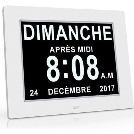 Horloge calendrier-pour personnes âgées/Alzheimer et enfants-blanc-gradation automatique (1/4)